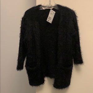 Black faux fur cardigan